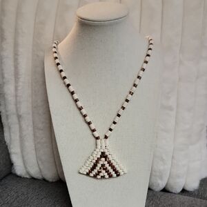 San Bushman Ostrich Shell Brown & Nut Necklace Namibia 18 Inch